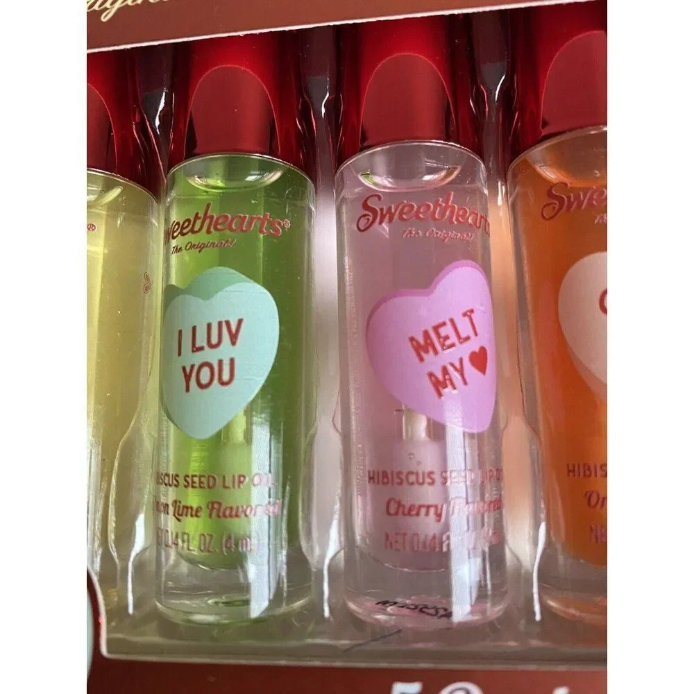 5 Pack Taste Beauty x Sweethearts Hibiscus Seed Infused Lip Oil Set‎ Valentines